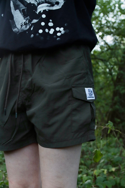 ABG swim shorts in olive green colour front view
